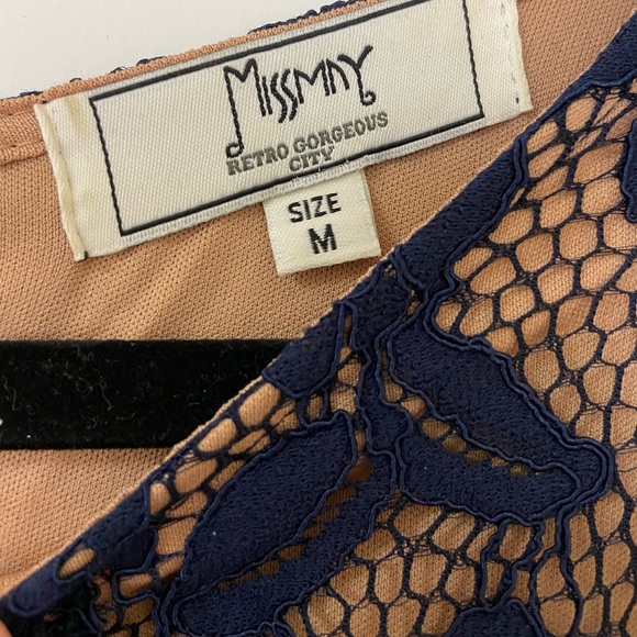 MissMay Maxi Lace Dress Blue/Tan Size M - Picture 4 of 8